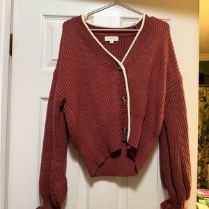 Promesa Rust Cardigan with Cream Accents
